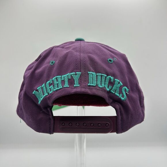 Vintage Anaheim Mighty Ducks Hat Cap Snap Back Purple Teal NHL Hockey Mens 90s - Picture 3 of 9